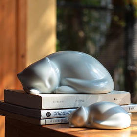   【荣获多项国际大奖】海棠春睡 动物陶瓷系列 眠猫/兔/狗/小马/虎 书房 摆件花插手办家居生肖礼品