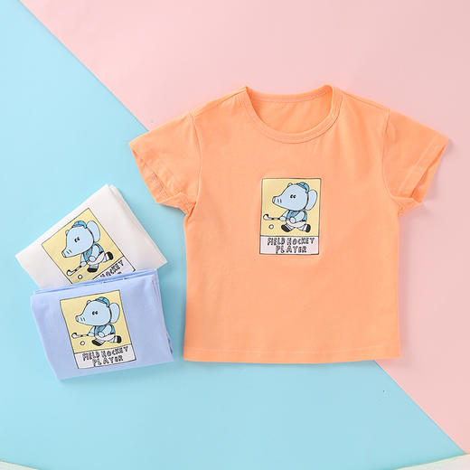 龙之涵中小童全棉印花短袖T恤   荷叶袖T恤 条纹T恤  短裤裙 商品图2