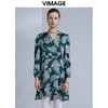 VIMAGE纬漫纪春季新款洋气复古印花收腰A摆显瘦连衣裙女V1507117 商品缩略图0