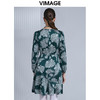 VIMAGE纬漫纪春季新款洋气复古印花收腰A摆显瘦连衣裙女V1507117 商品缩略图4