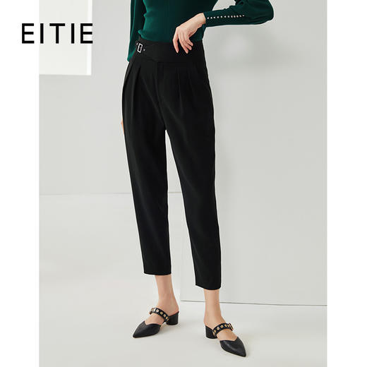 EITIE爱特爱收腰纯色通勤百搭九分裤裤子6305003 商品图0