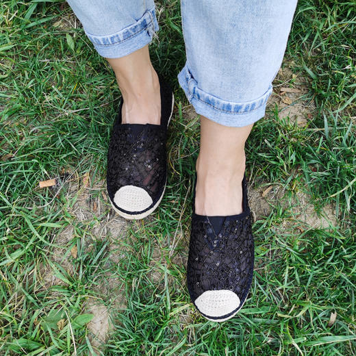 【买麻鞋，雅路人】防脚臭，夏季新款女鞋蕾丝镂空鞋女乐福鞋女时尚懒人鞋手工麻鞋休闲女鞋YD-116千层底 商品图4