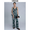 VIMAGE纬漫纪夏季薄款宽松印花复古直筒长裤裤子V1505115 商品缩略图0