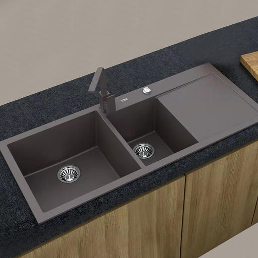 大富豪加长石英石水槽-雅黑色/咖啡色/燕麦色 116*50 商品图1