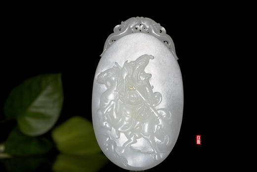 和田玉（羊脂白玉）籽料挂件-- 关公玉牌 83.1g 商品图1