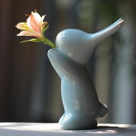 青龙年“游龙则灵”【荣获多项国际大奖，清华美院陶瓷系艺术家作品】海棠春睡 动物陶瓷系列 眠猫/兔/狗/小马/虎 书房摆件花插手办家居生肖礼品