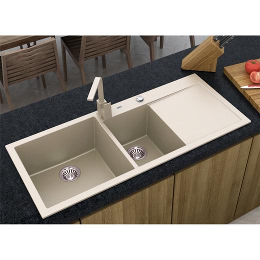 大富豪加长石英石水槽-雅黑色/咖啡色/燕麦色 116*50 商品图2