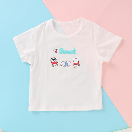 龙之涵中小童全棉印花短袖T恤   荷叶袖T恤 条纹T恤  短裤裙 商品图10