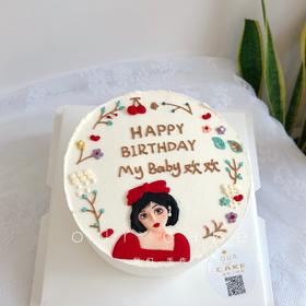 女生浮雕手绘蛋糕-低糖处理无添加