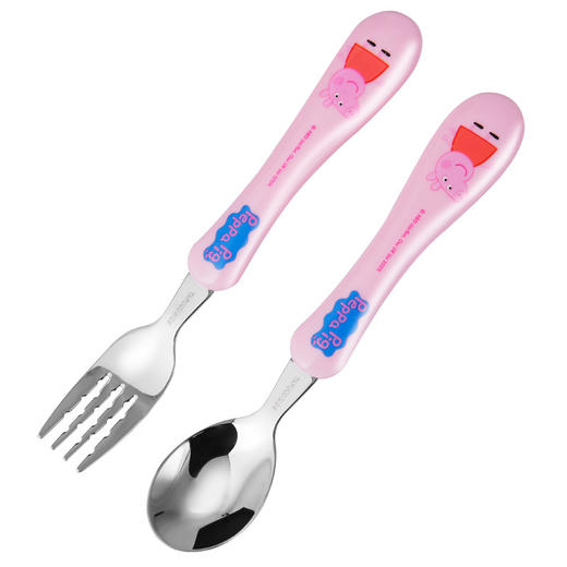 【儿童餐具】日本泰福高小猪佩奇勺儿童餐具不锈钢学习筷宝宝勺子叉子套装 商品图1