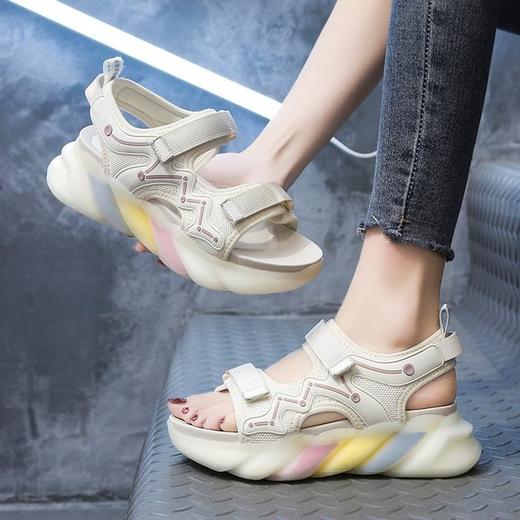 【服饰鞋包】谷韵女士沙滩凉鞋休闲时尚厚底松糕运动老爹凉鞋 商品图2