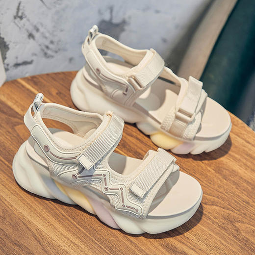 【服饰鞋包】谷韵女士沙滩凉鞋休闲时尚厚底松糕运动老爹凉鞋 商品图3