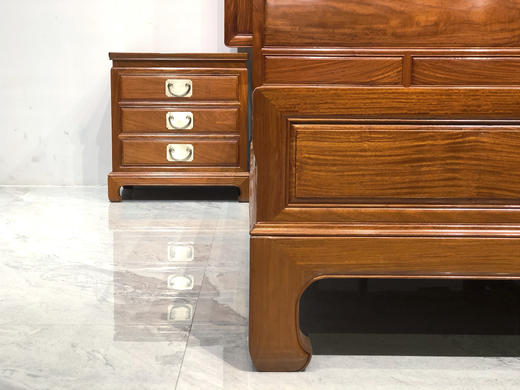 红桥红  家具严选  缅甸花梨（大果紫檀）【180 步步高升大脚 高低床 三件套】 商品图4