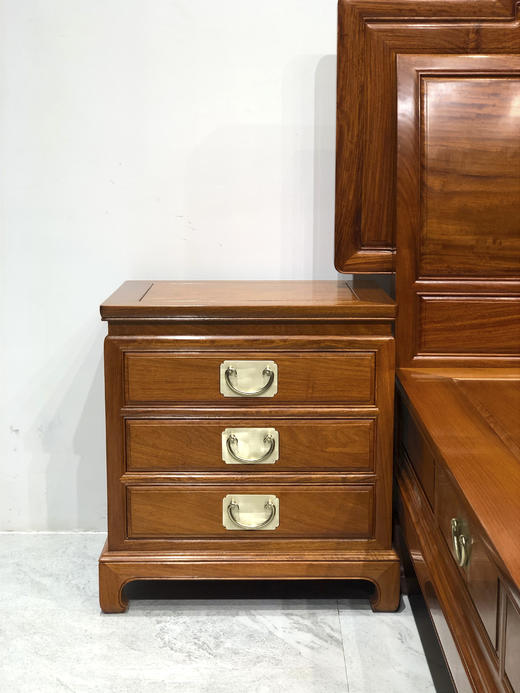 红桥红  家具严选  缅甸花梨（大果紫檀）【180 步步高升大脚 高低床 三件套】 商品图5