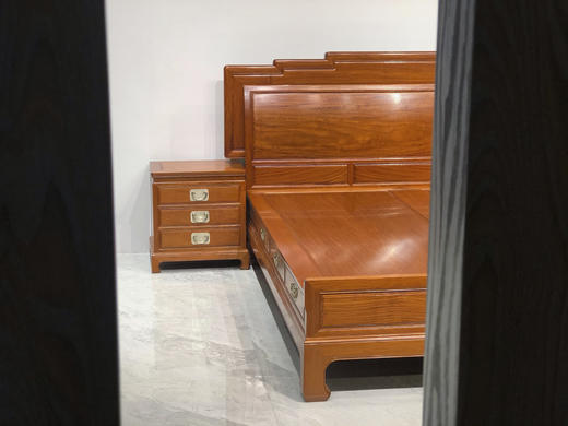 红桥红  家具严选  缅甸花梨（大果紫檀）【180 步步高升大脚 高低床 三件套】 商品图1