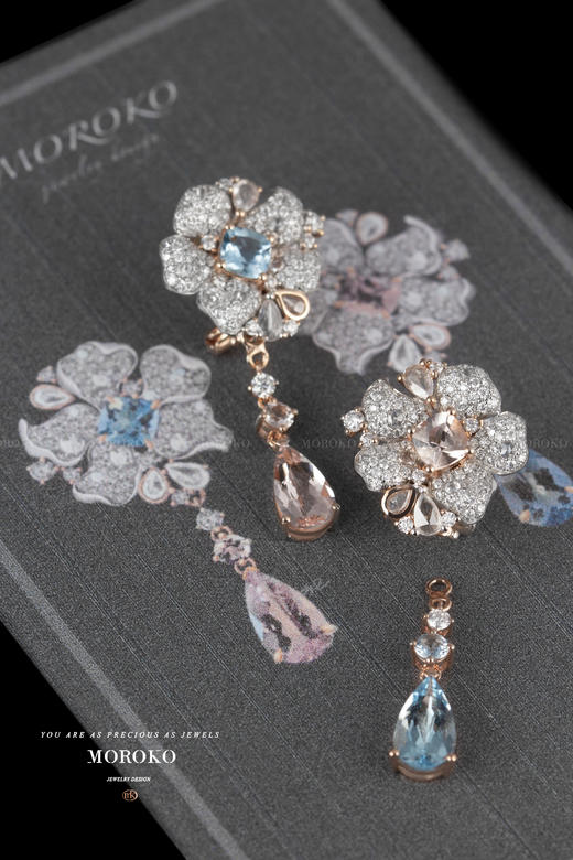 繁花尽染·宝石镶嵌 | AB款·耳钉 商品图7