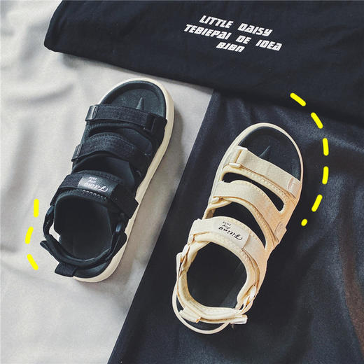 【服饰鞋包】穿名堂情侣凉拖鞋软底魔术贴休闲沙滩凉拖鞋 商品图2