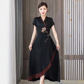 AHM-hzj2999夏季新款中国风优雅气质交领不规则大摆裙