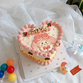 美乐蒂爱心形复古手绘蛋糕-低糖处理无添加