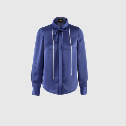 小圆领系带定珠链衬衣 商品图0