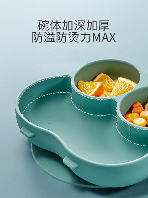 小袋鼠巴布宝宝餐盘吸盘式婴儿童硅胶吸管碗分格盘学吃饭餐具套装 商品图3