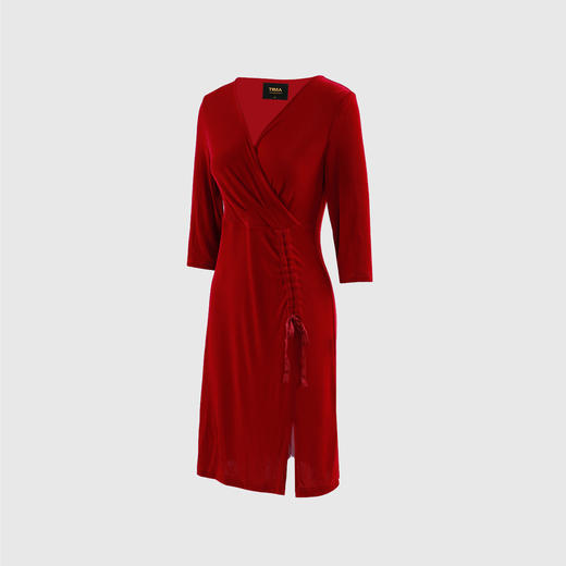 抽绳腰斜超领连衣裙 商品图2