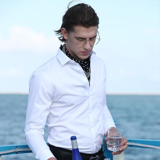 GOOD LUCK/德鲨2021新款弹力棉质舒适商务休闲长袖衬衫BY11302-818 商品图4