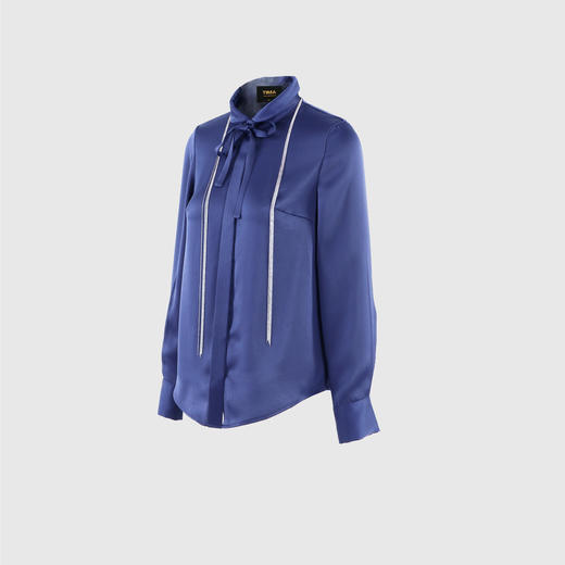 小圆领系带定珠链衬衣 商品图1