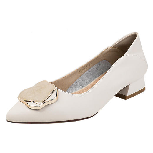 【服饰鞋包】音哲尖头温柔风浅口粗跟低跟妈妈单鞋 商品图1