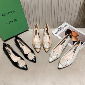 【服饰鞋包】音哲尖头温柔风浅口粗跟低跟妈妈单鞋