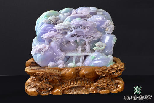 派瑞翡翠 翡翠摆件 糯种 绿色 紫色 商品图0