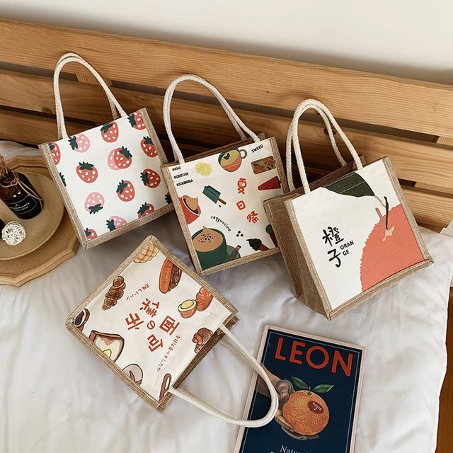 【中国风印花手提包】新款潮时尚民族风编织袋 购物袋个性创意出行包