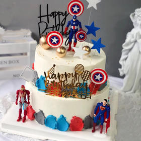 黑巢-双层漫威超级英雄蛋糕生日蛋糕