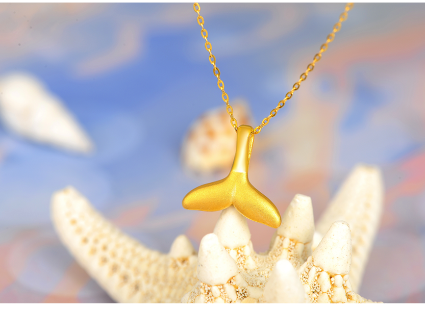 惠艺珠宝 足金353535鲸鱼尾3935硬金吊坠不含项链