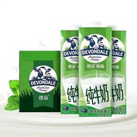 德运脱脂纯牛奶 1L