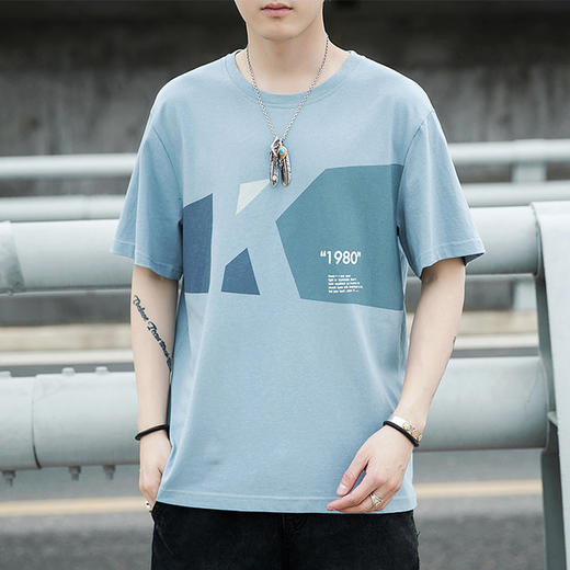 【服饰鞋包】男士韩版时尚纯棉短袖t恤男宽松休闲体恤潮牌半袖t恤 商品图2