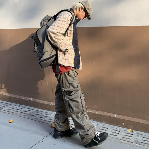 POH千鸟格子纹短款夹克男Rebuild撞色条拼接须边茄克设计感外套男 商品图1