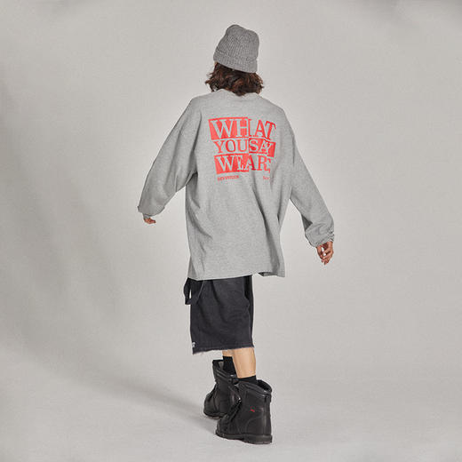 POH  20AW朋克摇滚歌词基础宽松街头五色打底长袖Tee圆领百搭上衣 商品图4