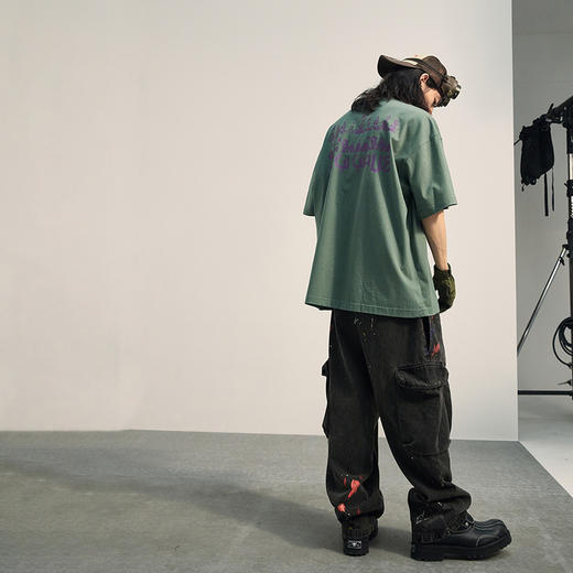 POH「新浪潮」 人像剪贴画圆领复古短袖T恤男潮流街头宽松上衣Tee 商品图0