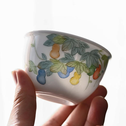 「景德镇手拉坯主人杯」粉彩手绘福禄缸式杯 大号玉泥白瓷主人杯 商品图3