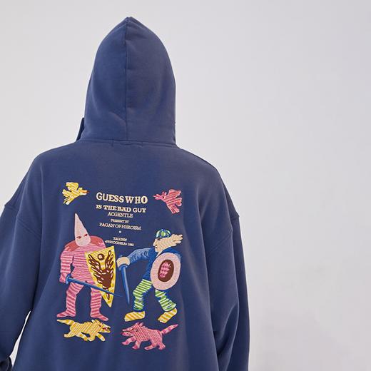 POH「怪物骑士」 拉链开叉宽松上衣服可拆卸面罩刺绣摇粒绒卫衣男 商品图3