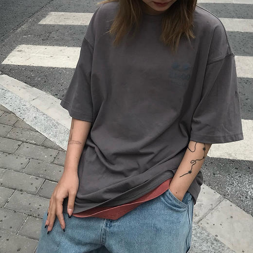 POH 「埃及图腾」 夏季印花复古街头打底T恤男国潮流宽松落肩短袖 商品图2