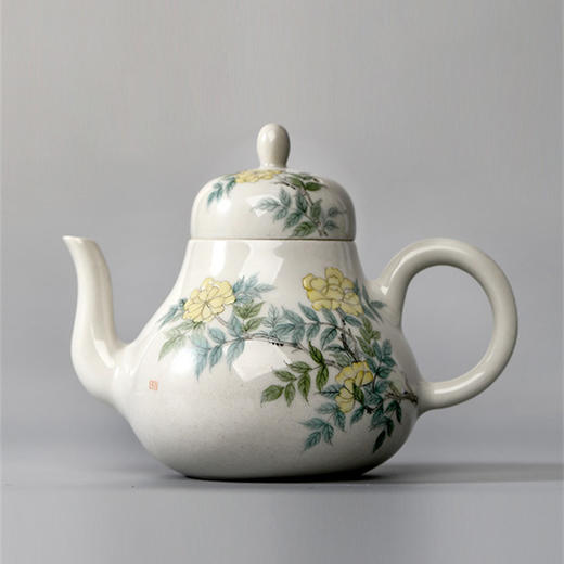 「景德镇茶壶」中式手工草木灰釉功夫茶泡茶壶 手绘花朵茶具壶单壶 商品图4