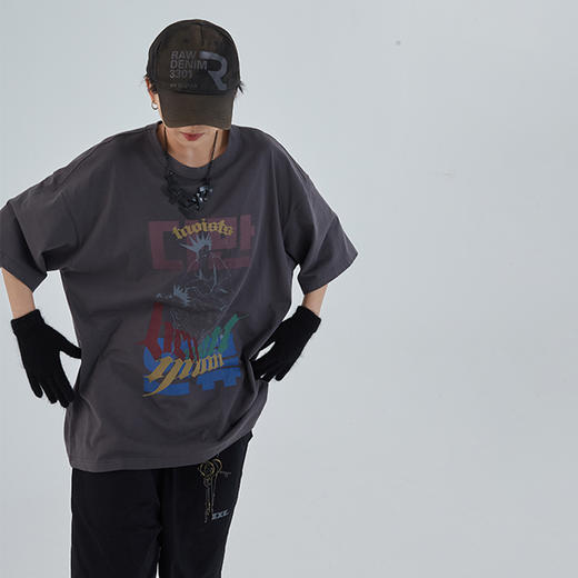 POH「道」街头休闲印花国潮落肩短袖男夏季潮牌设计感规格潮流T恤 商品图2