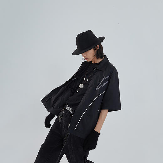 POH「西部德克萨斯」图案刺绣宽松休闲短袖衬衫男夏季百搭潮牌T恤 商品图2