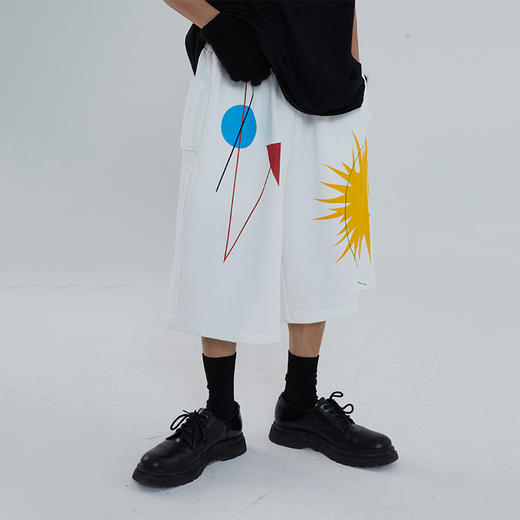 POH「太阳图腾」 几何图形印花廓形短裤男夏季潮流街头百搭卫裤潮 商品图3
