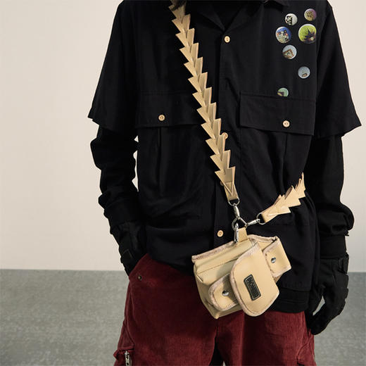 POH 可拆卸锯齿挎带小众设计感单肩男女同款百搭皮质工具挎包腰包 商品图1