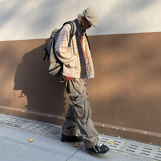 POH千鸟格子纹短款夹克男Rebuild撞色条拼接须边茄克设计感外套男 商品图0