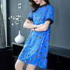 丁摩连衣裙夏新品欧美印花宽松显瘦真丝连衣裙短袖100%桑蚕丝裙72501 商品缩略图3