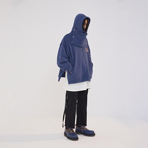 POH「怪物骑士」 拉链开叉宽松上衣服可拆卸面罩刺绣摇粒绒卫衣男 商品图0